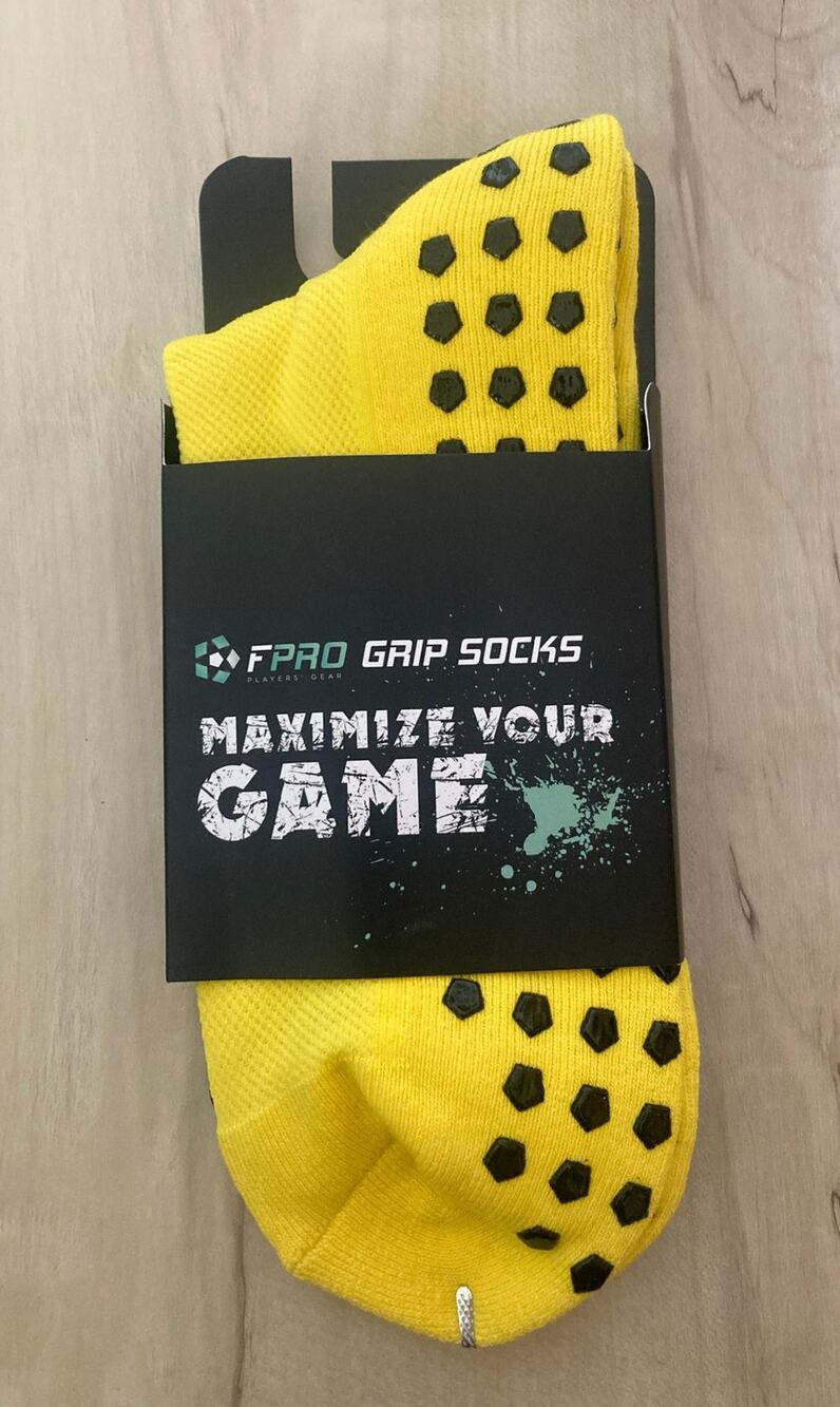 FPro Grip Socks Size Large 8.5-11.5 Yellow/Black NWT